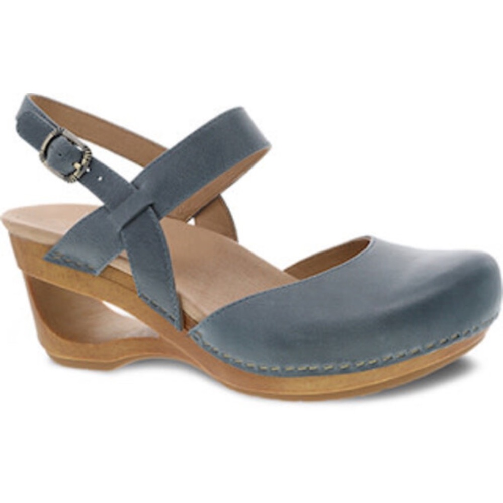 Dansko Taci Waxy Calf Denim Clogs
